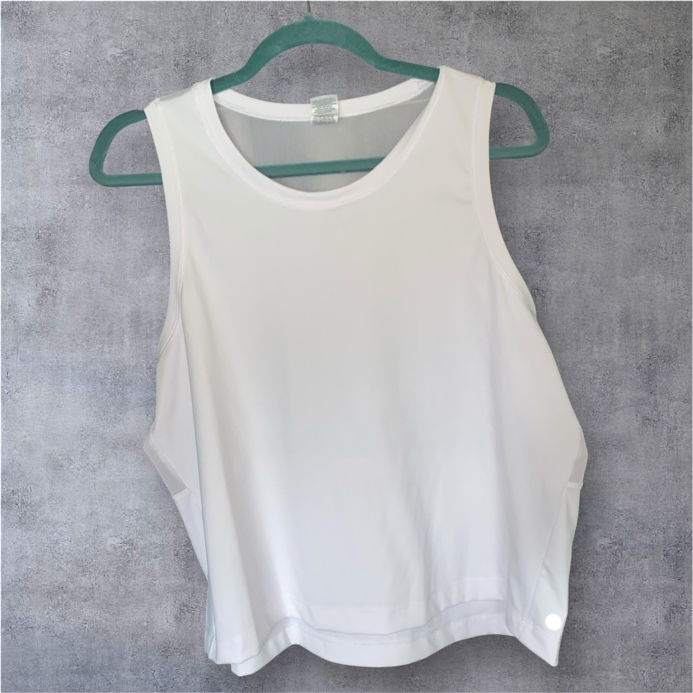 RBX White Workout Tank Top with Sheer Back. Size Large.